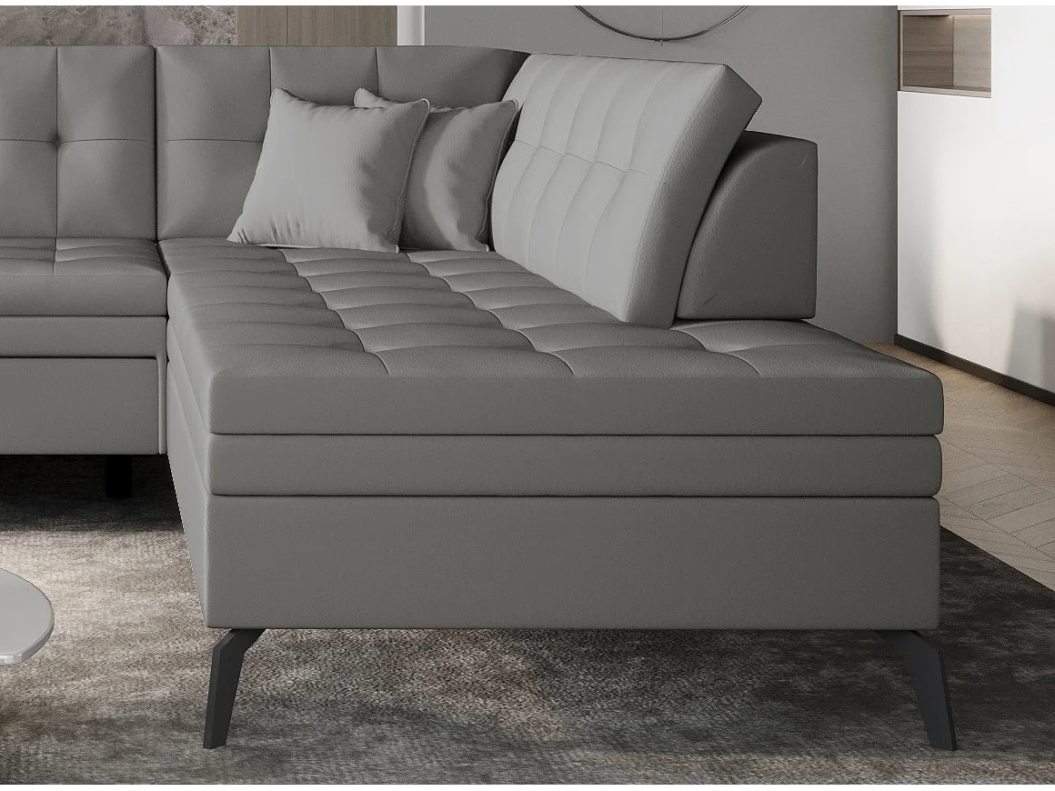 Canapé convertible capitonné angle droit simili cuir gris Larry 260cm