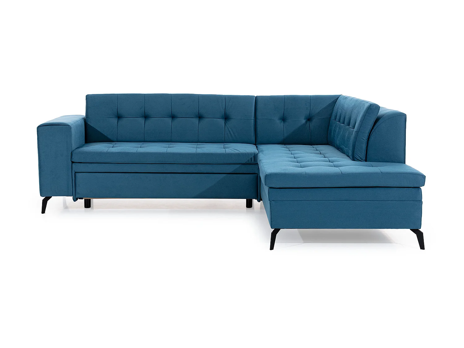 Canapé convertible capitonné angle droit simili cuir gris Larry 260cm