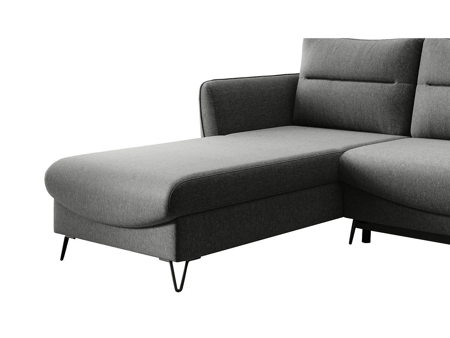 Canapé d'angle gauche convertible tissu gris clair chiné Zurik 276cm