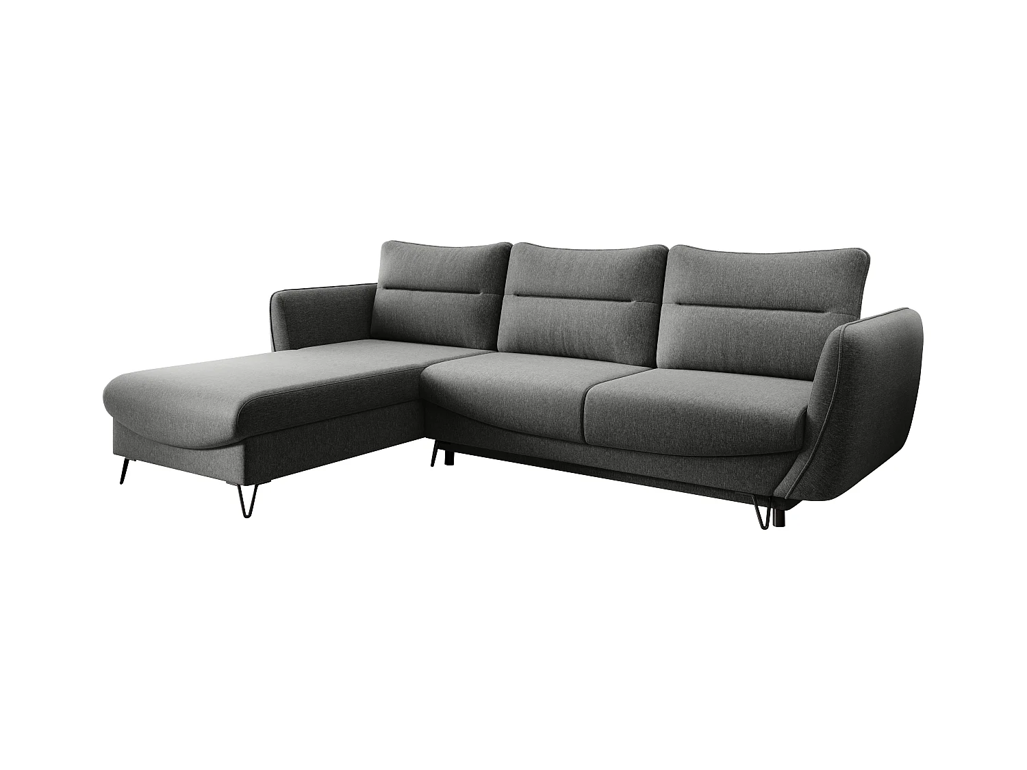 Canapé d'angle gauche convertible tissu gris clair chiné Zurik 276cm