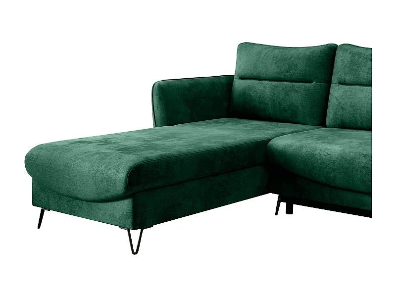 Canapé d'angle gauche convertible tissu doux vert Zurik 276cm