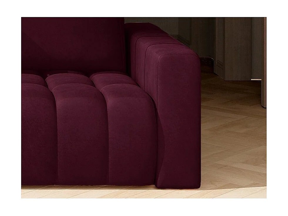 Canapé convertible 3 places velours bordeaux avec coffre de rangement Larko 245cm