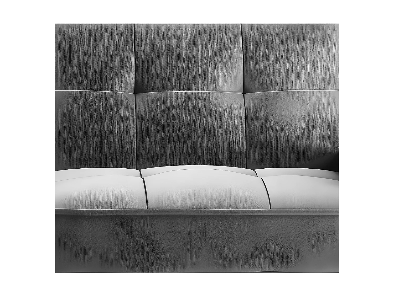 Canapé convertible 3 places tissu doux gris foncé capitonné et pieds bois noir Bizza 220cm