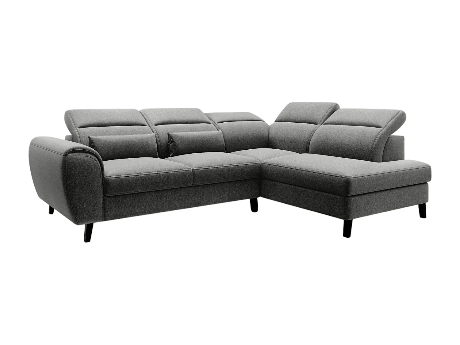 Canapé d'angle droit convertible tissu gris chiné Noblesse 255cm