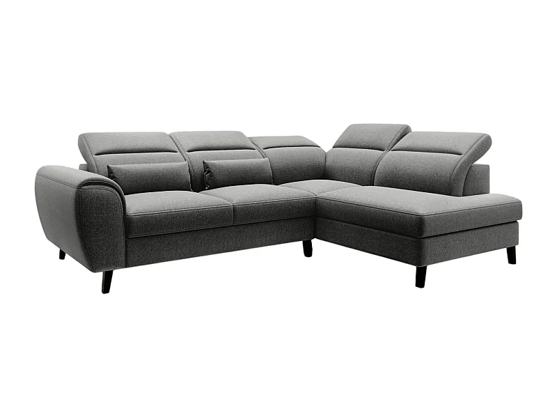 Canapé d'angle droit convertible tissu gris chiné Noblesse 255cm