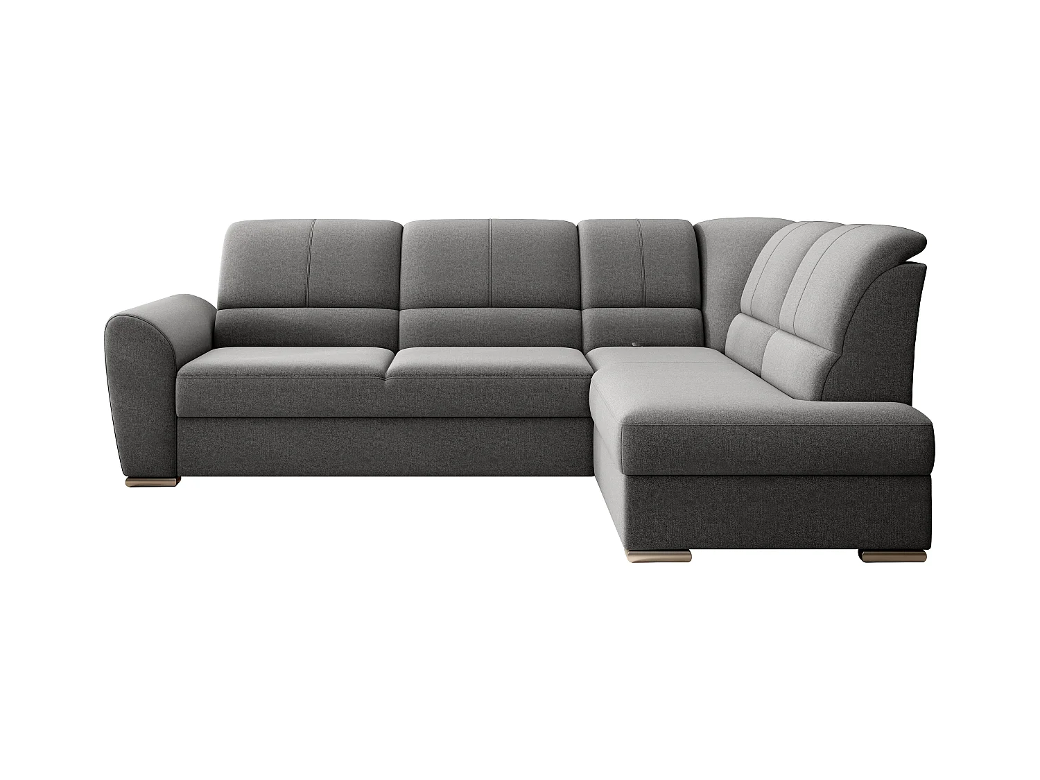 Canapé angle droit convertible tissu gris foncé et pieds acier chromé Zabor 270cm