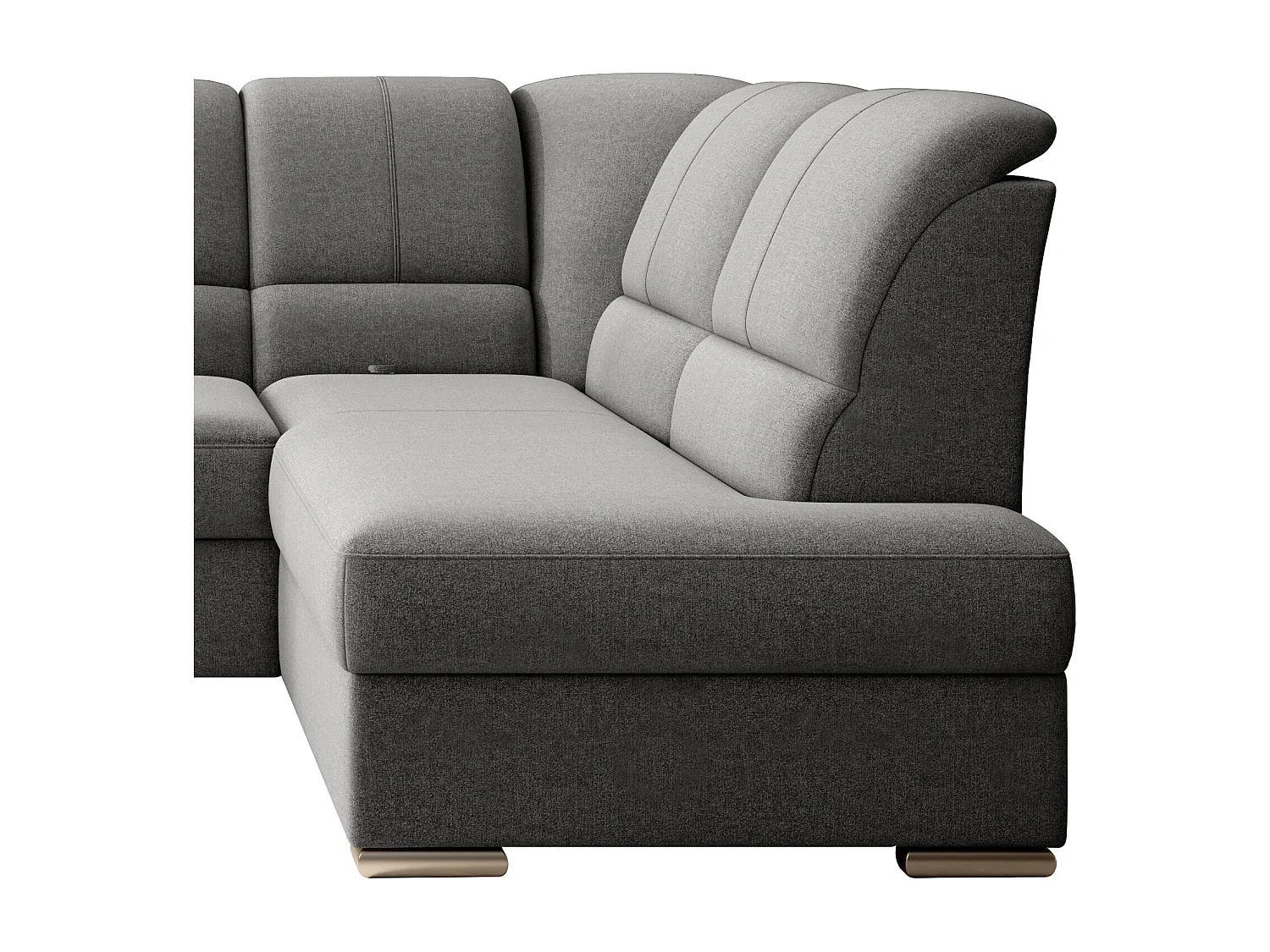 Canapé angle droit convertible tissu gris foncé et pieds acier chromé Zabor 270cm