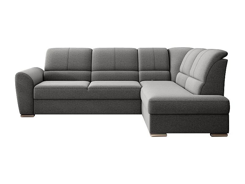 Canapé angle droit convertible tissu gris foncé et pieds acier chromé Zabor 270cm