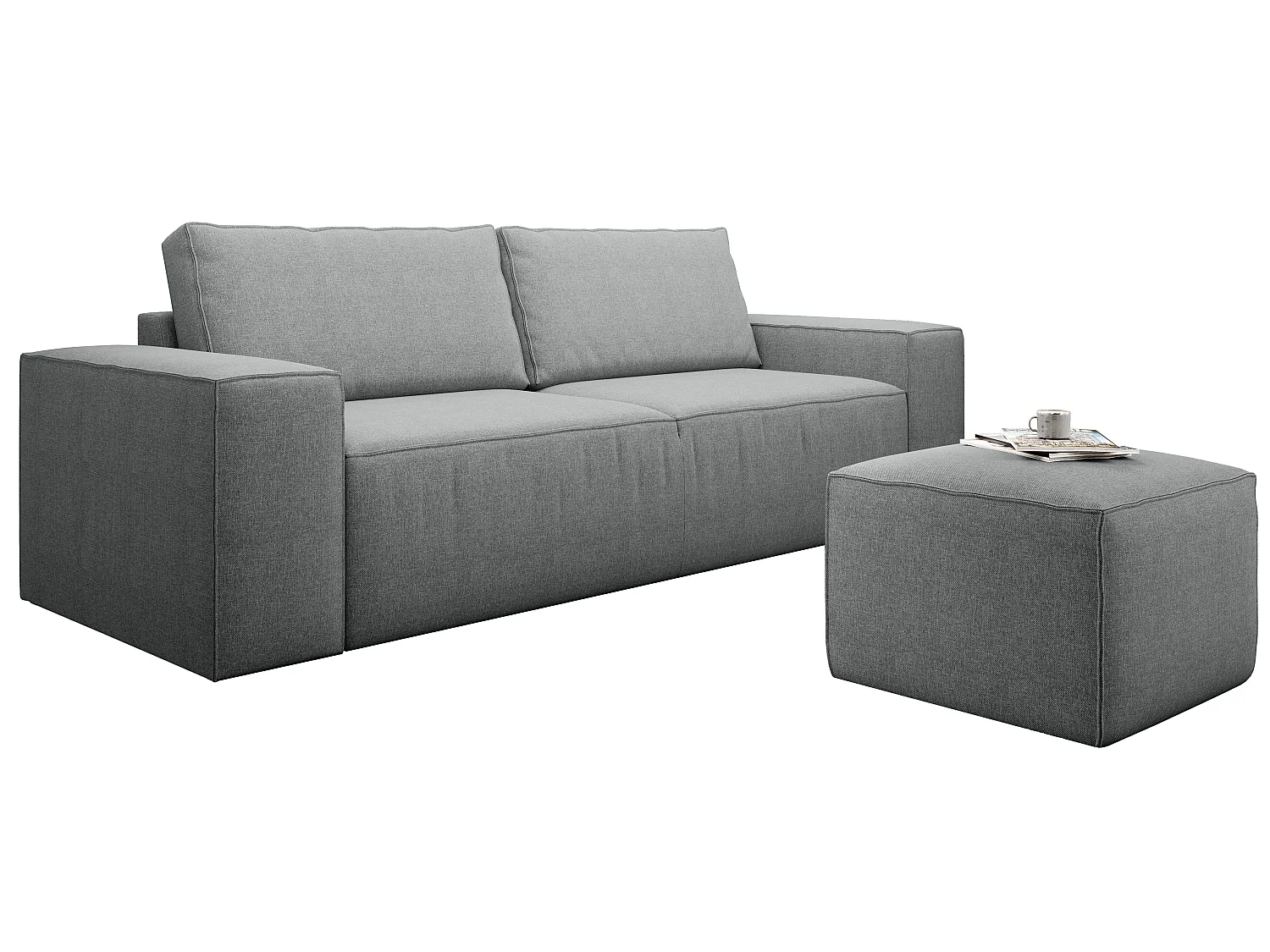 Grand canapé convertible en velours WILACE - Confort moderne et élégant-Anthracite