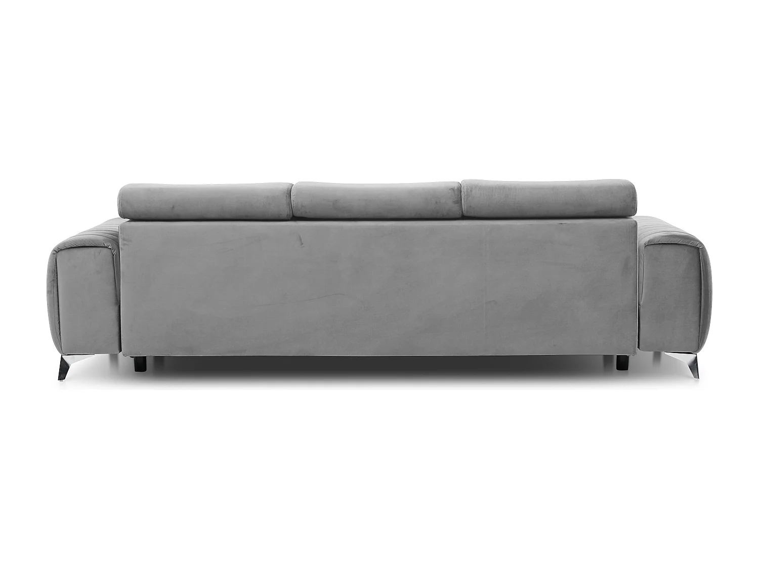 Canapé convertible avec appuis-tête réglables velours gris clair Lozan 261cm