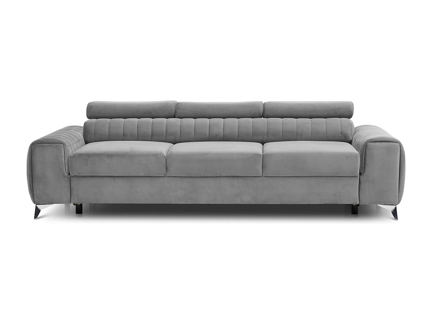 Canapé convertible avec appuis-tête réglables velours gris clair Lozan 261cm