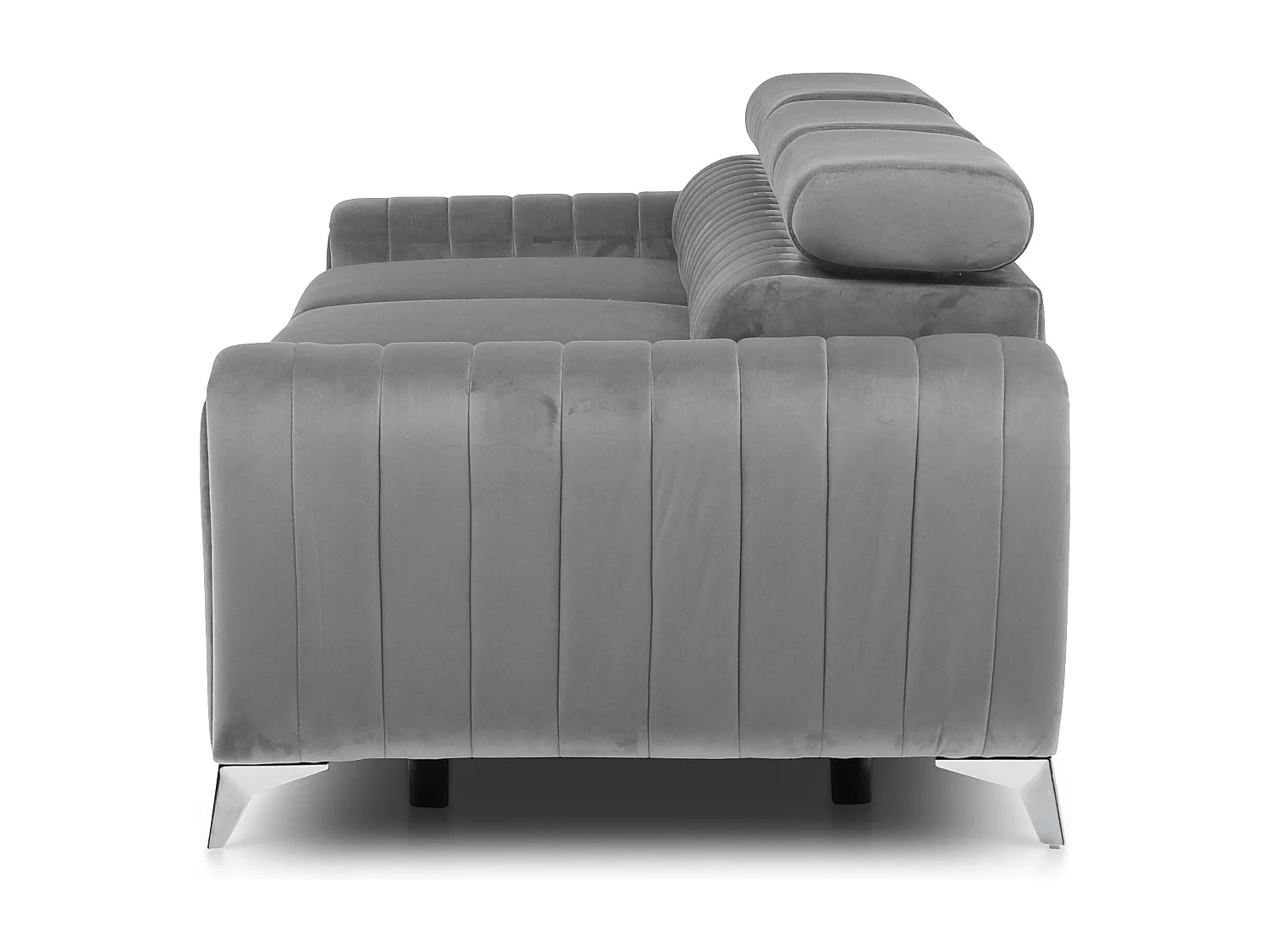 Canapé convertible avec appuis-tête réglables velours gris clair Lozan 261cm