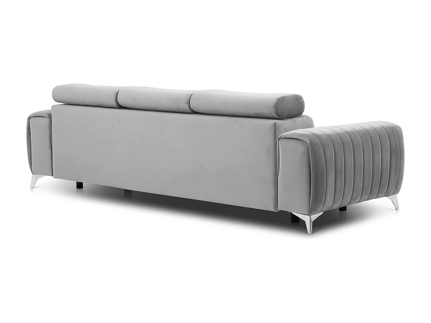 Canapé convertible avec appuis-tête réglables velours gris clair Lozan 261cm