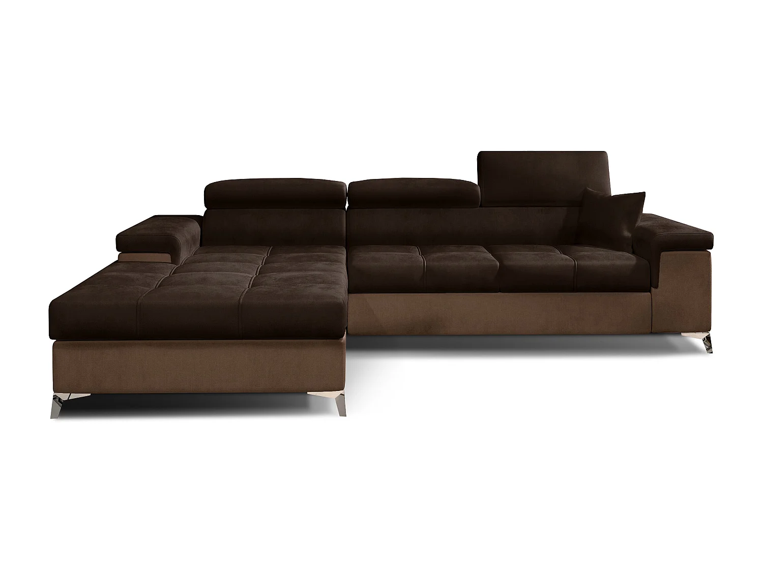 Fluwelen converteerbare hoekbank met verstelbare hoofdsteunen Rikaro 280 cm-Kleur -linkerhoek