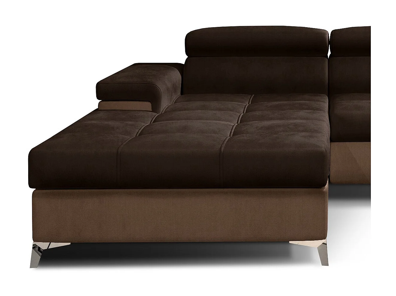 Fluwelen converteerbare hoekbank met verstelbare hoofdsteunen Rikaro 280 cm-Kleur -linkerhoek