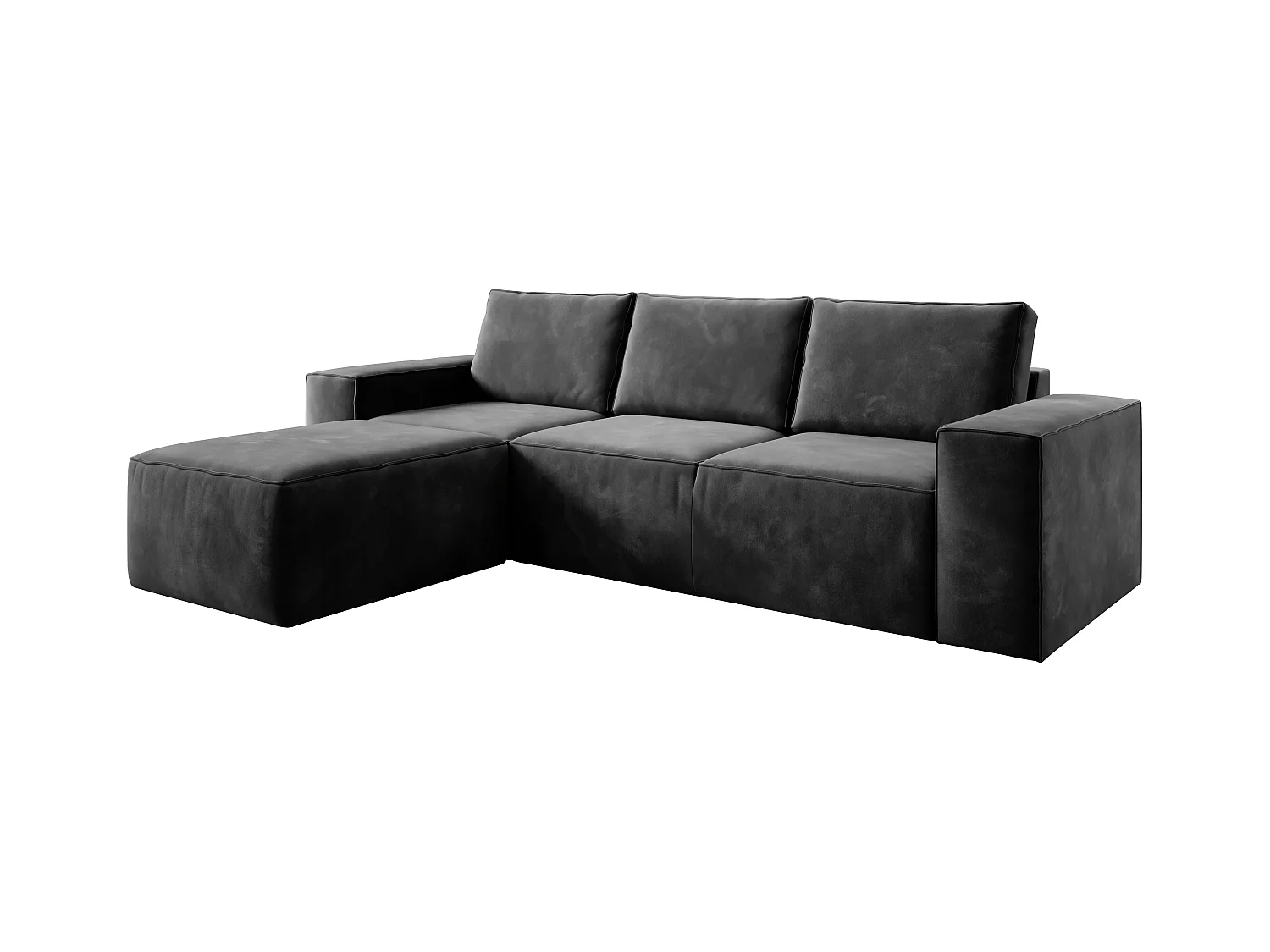 Canapé d'angle gauche convertible moderne tissu anthracite Willace 302cm