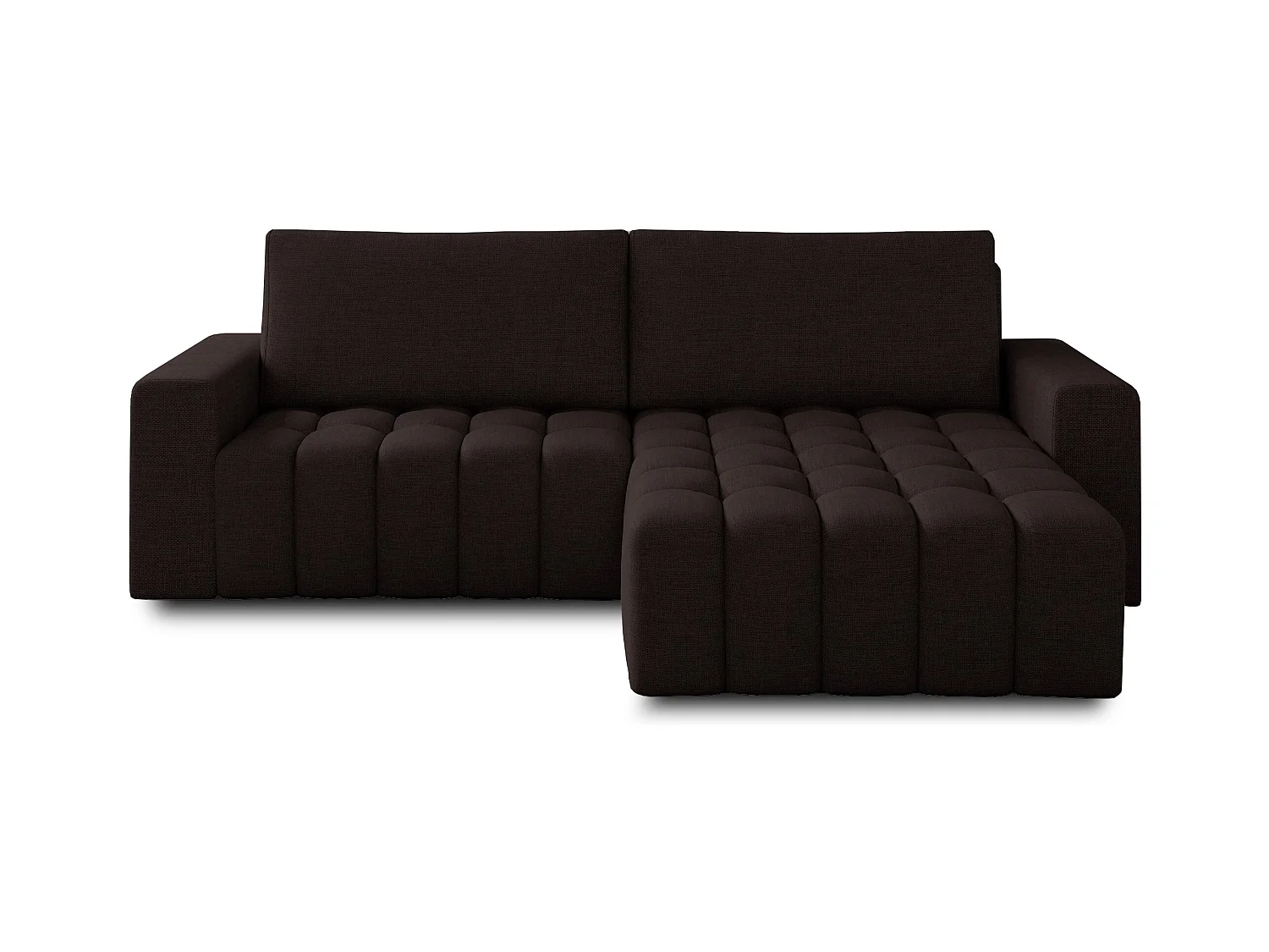 Canapé convertible design tissu matelassé marron angle droit Bozen 250cm