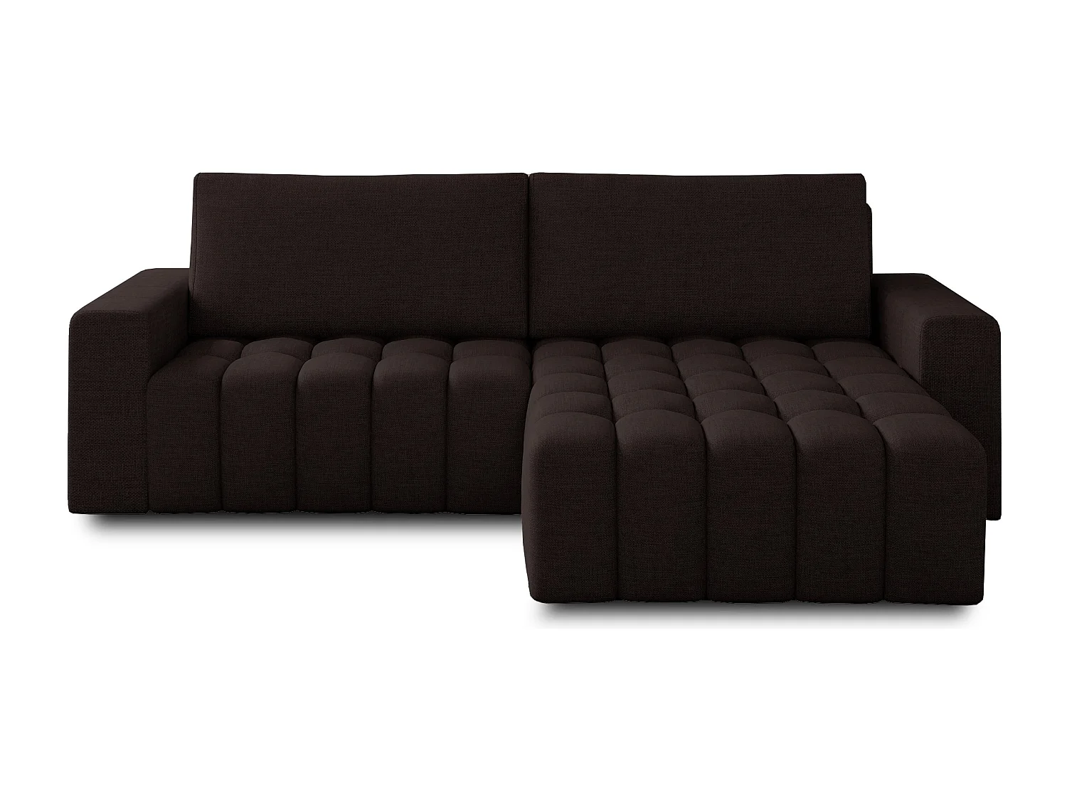 Canapé convertible design tissu matelassé marron angle droit Bozen 250cm