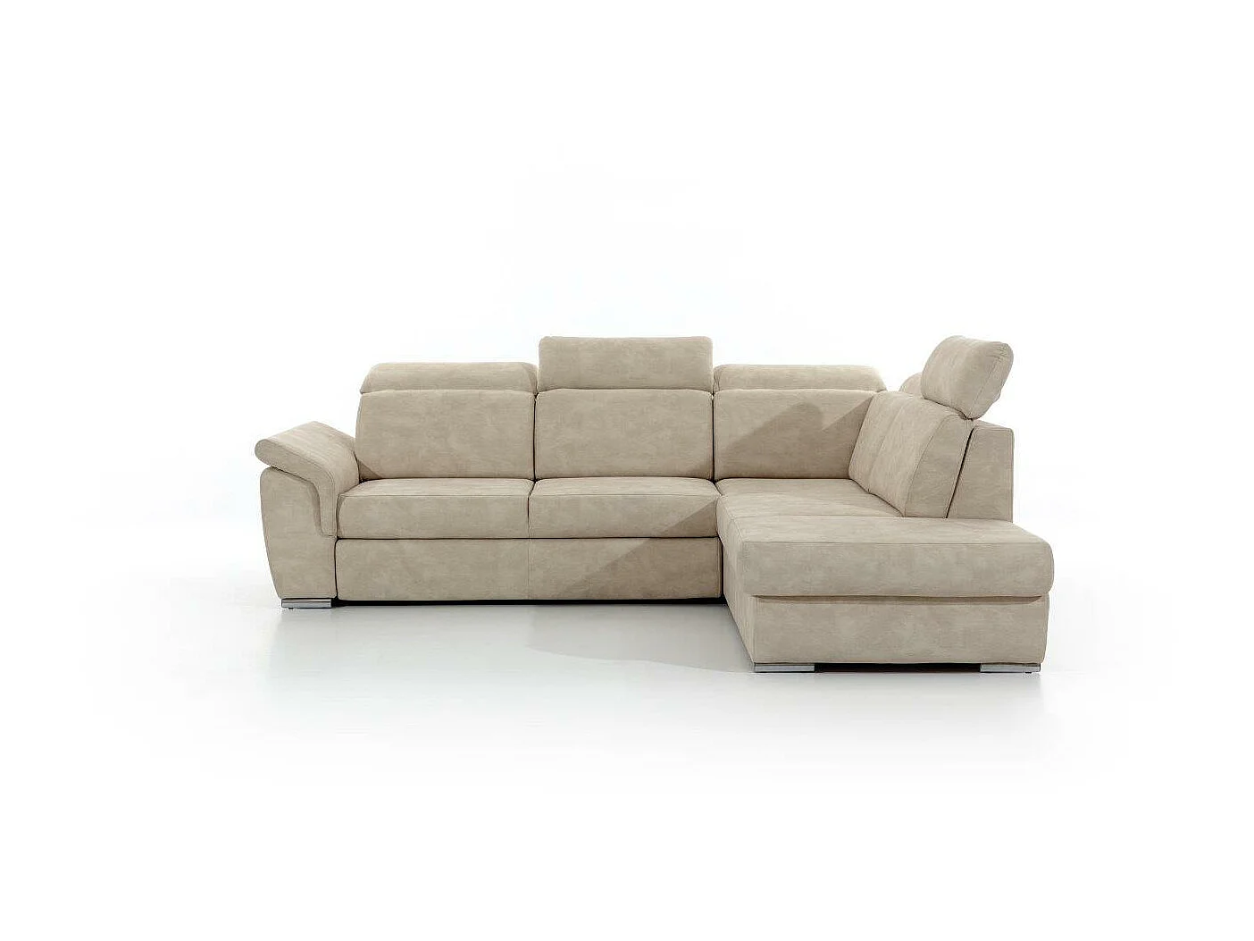 Canapé angle droit convertible velours bleu canard avec appuis-tête réglables Kepita 260cm