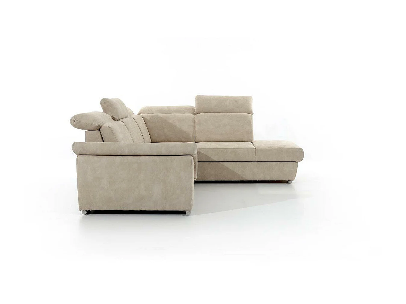 Canapé angle droit convertible velours bleu canard avec appuis-tête réglables Kepita 260cm