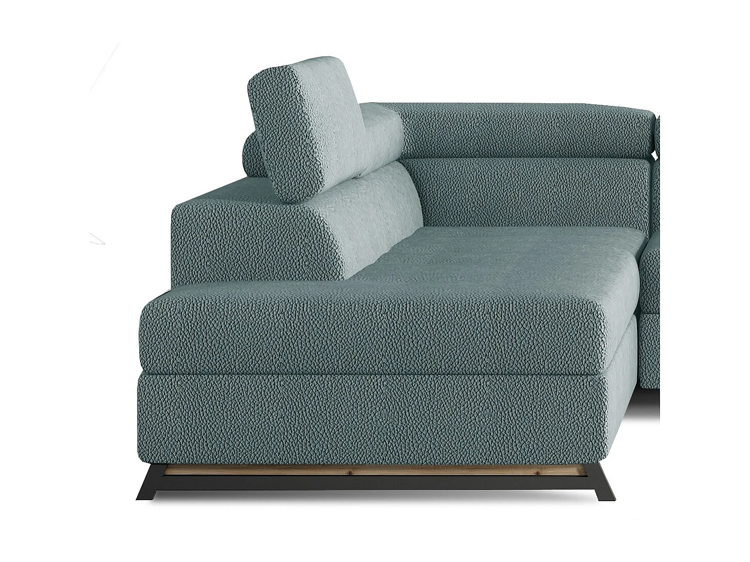 Canapé angle gauche convertible velours vert viride avec têtières réglables Nikos 265cm