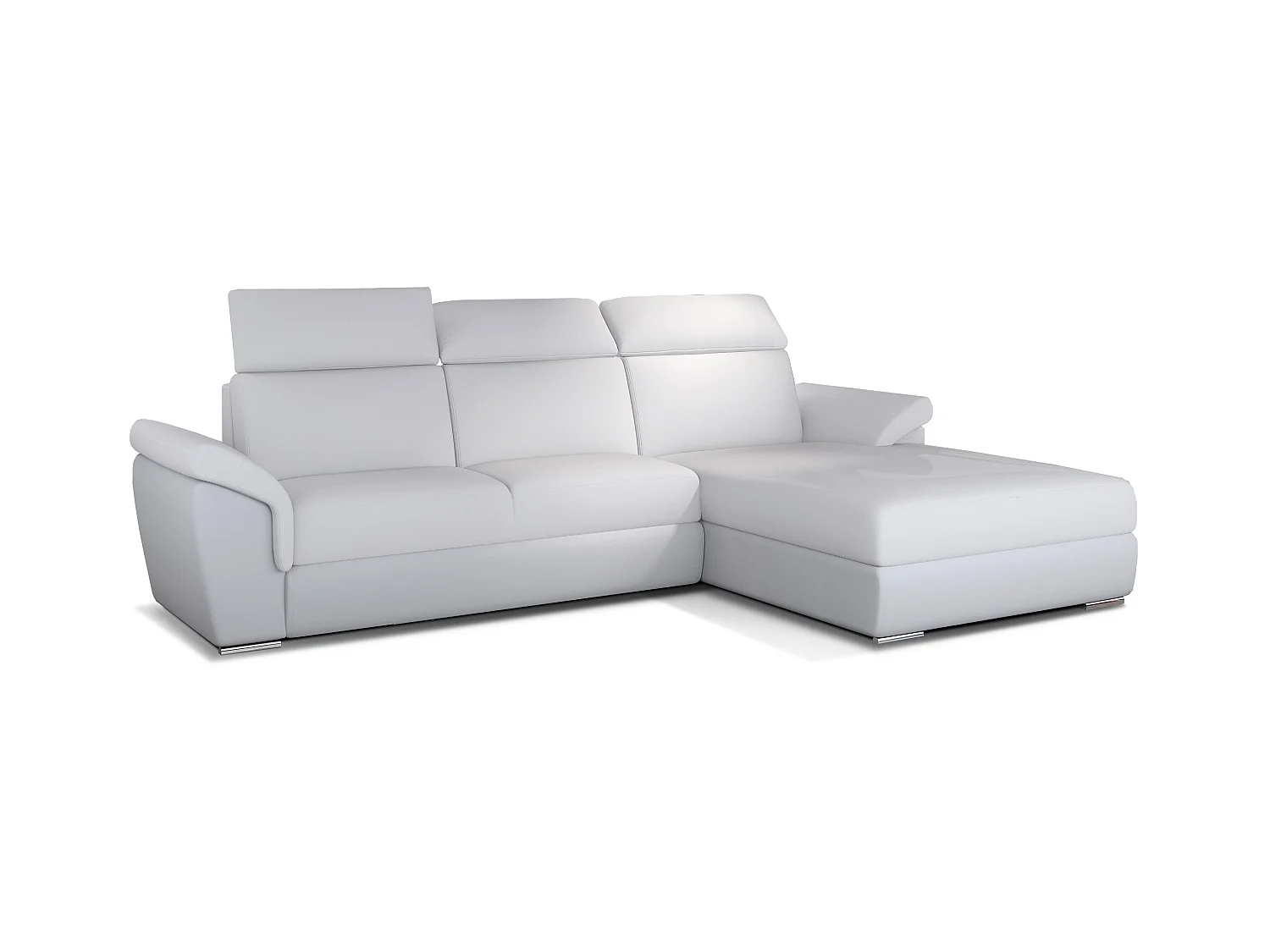 Canapé convertible d'angle droit simili cuir blanc Suzy 272cm