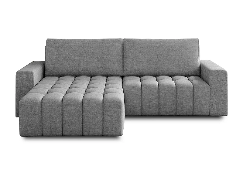 Canapé convertible design tissu matelassé gris clair chiné angle gauche Bozen 250cm