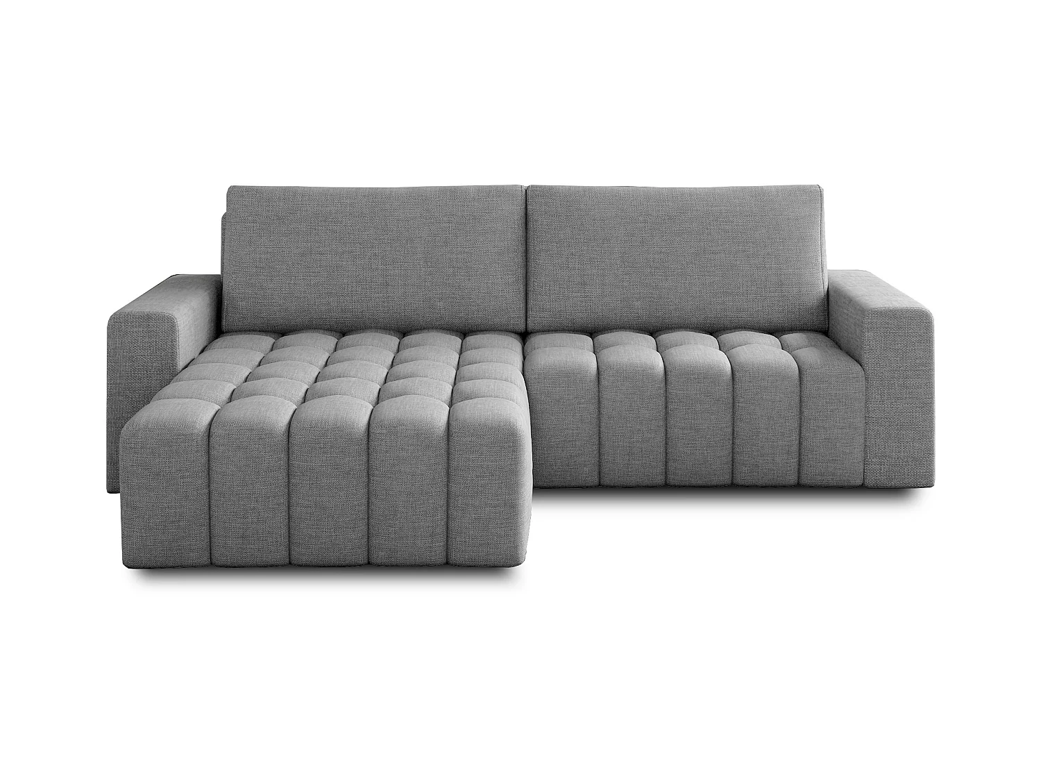 Canapé convertible design tissu matelassé gris clair chiné angle gauche Bozen 250cm