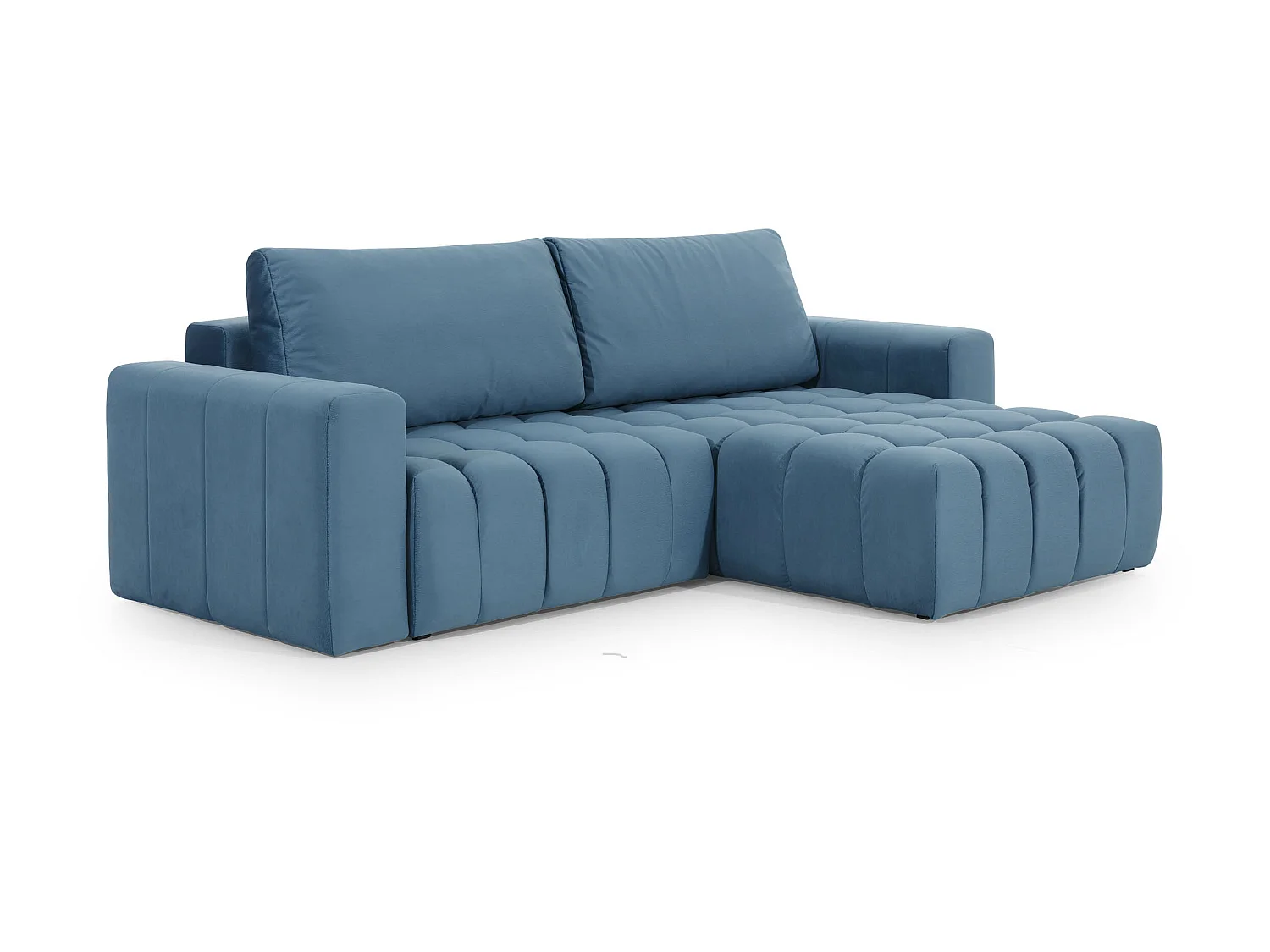 Canapé convertible design tissu matelassé gris clair chiné angle gauche Bozen 250cm