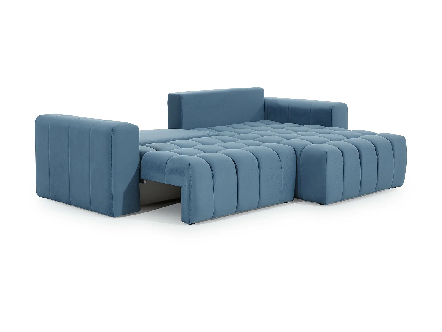 Canapé convertible design tissu matelassé gris clair chiné angle gauche Bozen 250cm