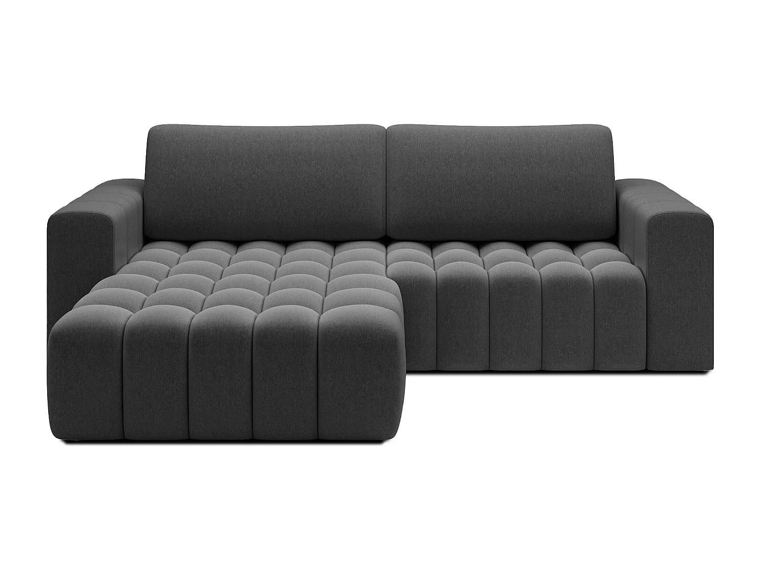 Bozen gewatteerde stoffen hoekbank – Converteerbaar en opbergruimte-Kleur Donkergrijs-linkerhoek