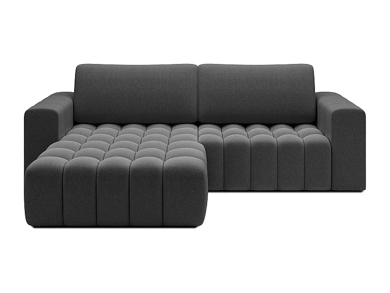 Bozen gewatteerde stoffen hoekbank – Converteerbaar en opbergruimte-Kleur Donkergrijs-linkerhoek