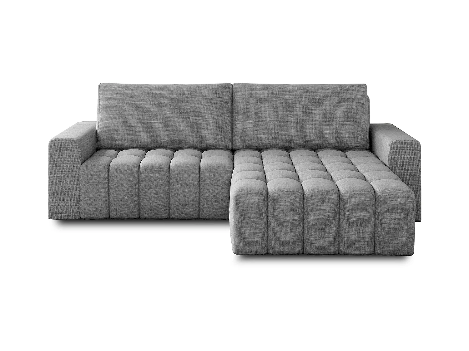 Canapé convertible design tissu matelassé gris clair chiné angle droit Bozen 250cm
