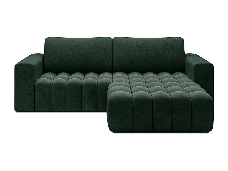 Canapé d’angle velours capitonné BOZEN – Convertible et rangement-Vert foncé-angle droit