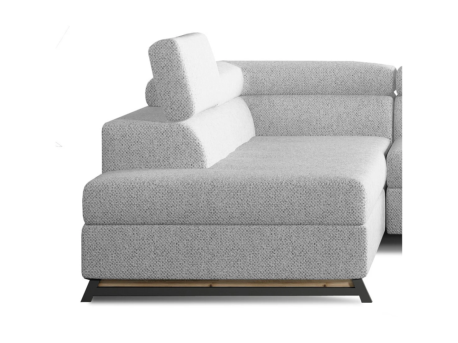 Canapé angle gauche convertible tissu gris clair avec têtières réglables Nikos 265cm 2