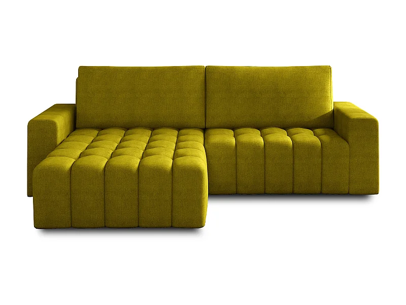 Canapé convertible design tissu matelassé jaune moutarde angle gauche Bozen 250cm