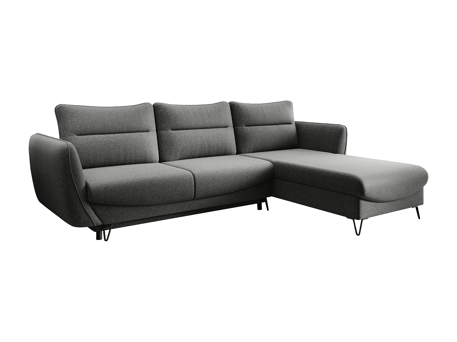 Canapé d'angle droit convertible tissu gris clair chiné Zurik 276cm