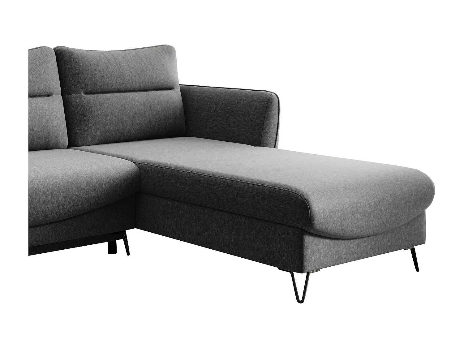 Canapé d'angle droit convertible tissu gris clair chiné Zurik 276cm