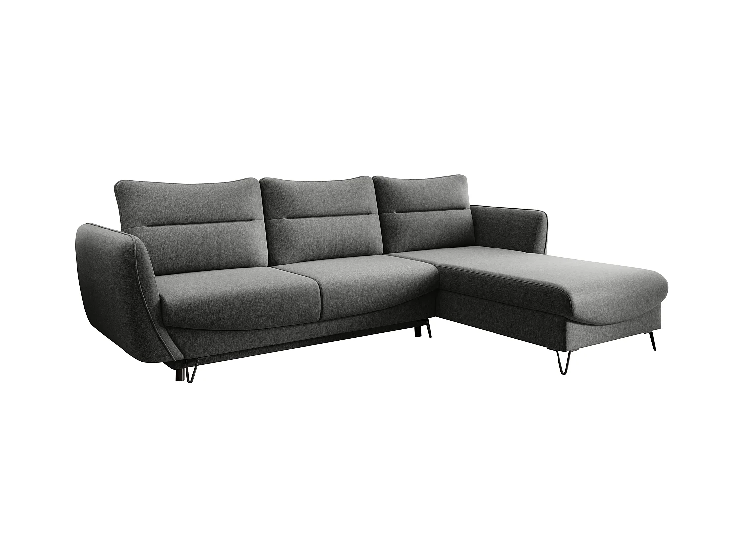 Canapé d'angle droit convertible tissu gris clair chiné Zurik 276cm