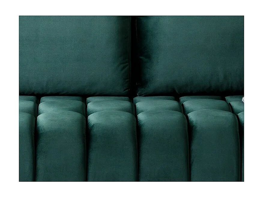 Canapé convertible 3 places velours vert avec coffre de rangement Larko 245cm