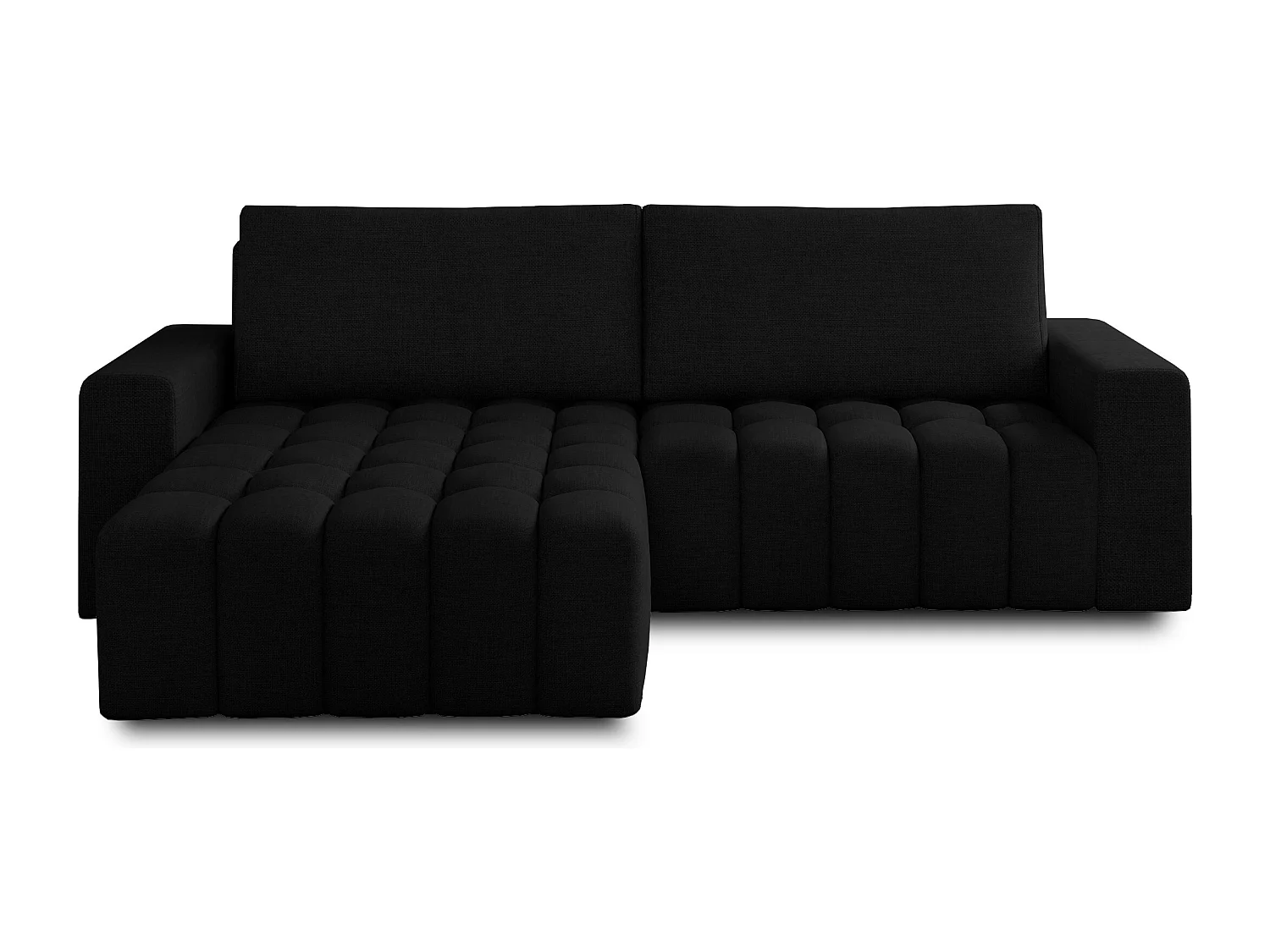 Canapé convertible design tissu matelassé noir angle gauche Bozen 250cm