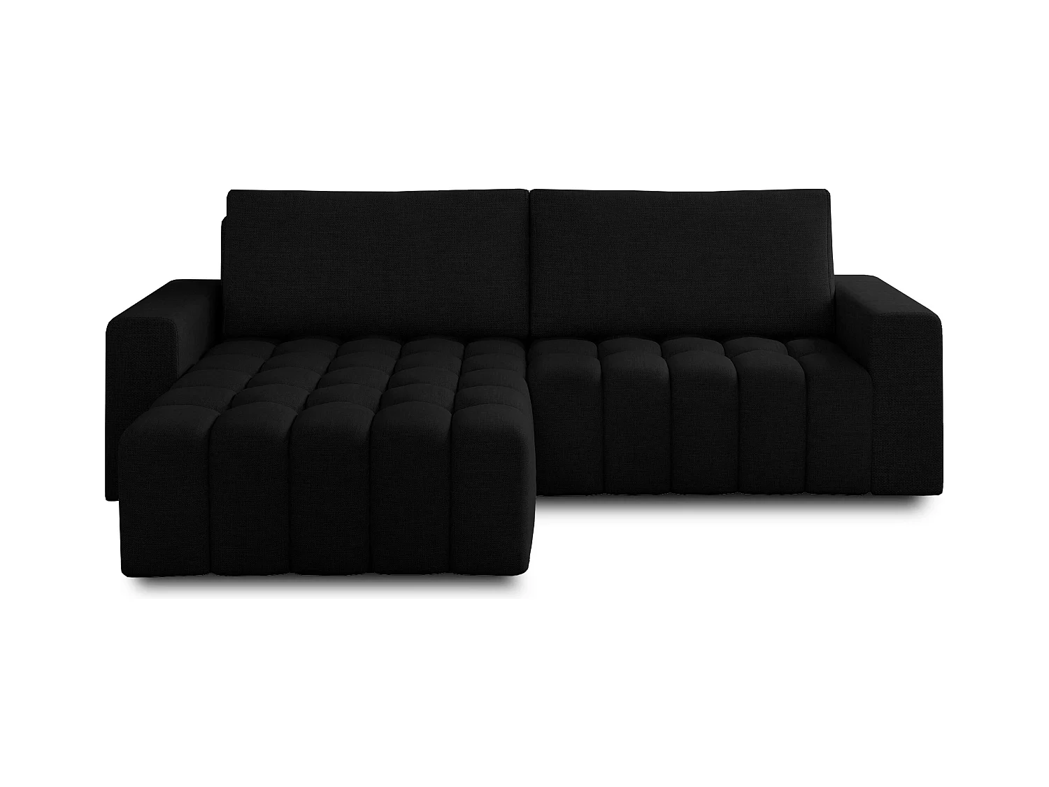 Canapé convertible design tissu matelassé noir angle gauche Bozen 250cm