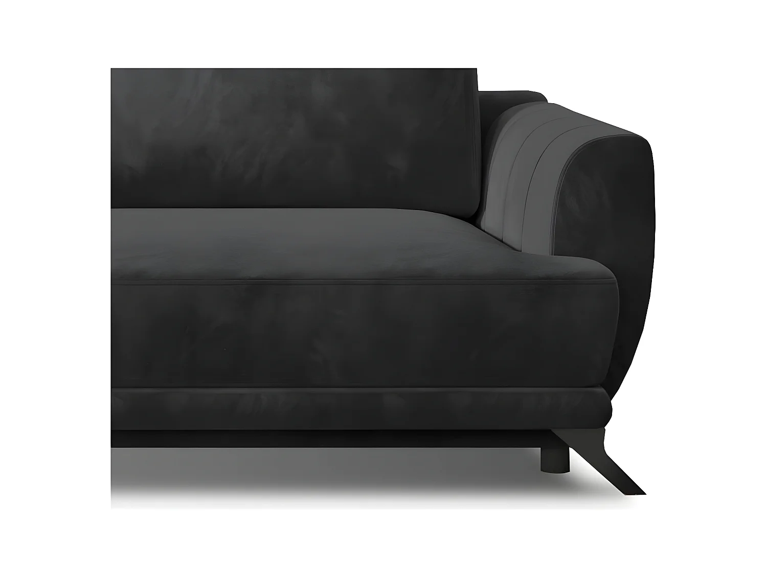 Canapé convertible 3-4 places velours gris foncé et pieds métal noir Zora 250cm