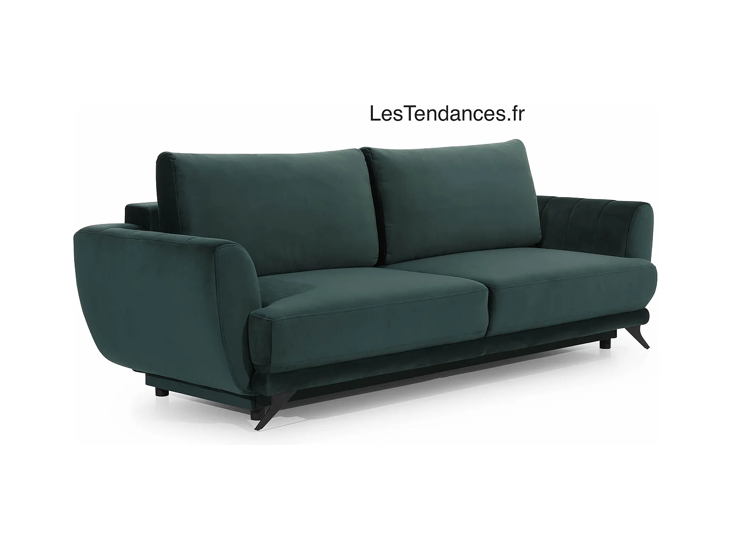 Canapé convertible 3-4 places velours gris foncé et pieds métal noir Zora 250cm