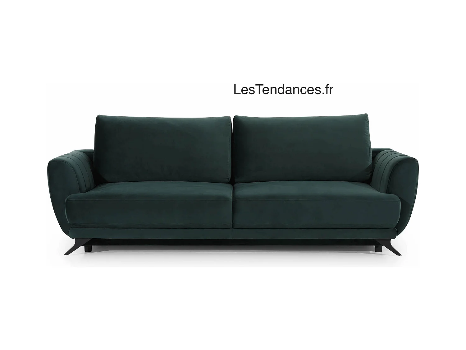 Canapé convertible 3-4 places velours gris foncé et pieds métal noir Zora 250cm