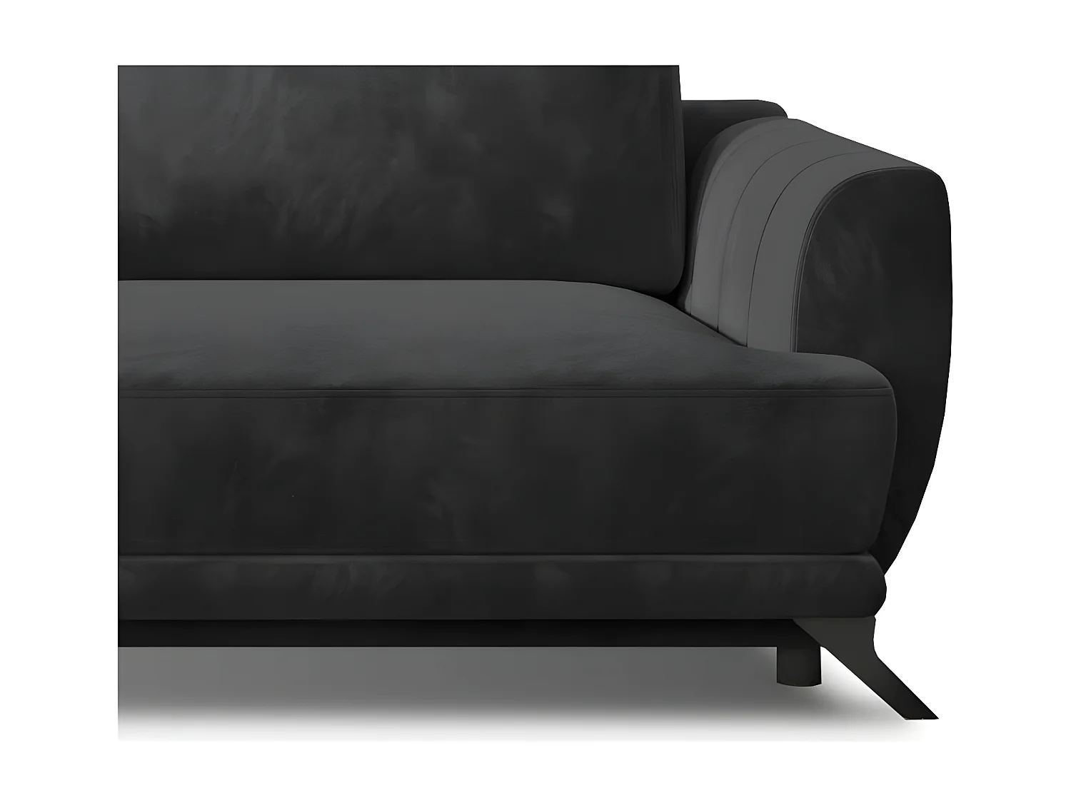 Canapé convertible 3-4 places velours gris foncé et pieds métal noir Zora 250cm