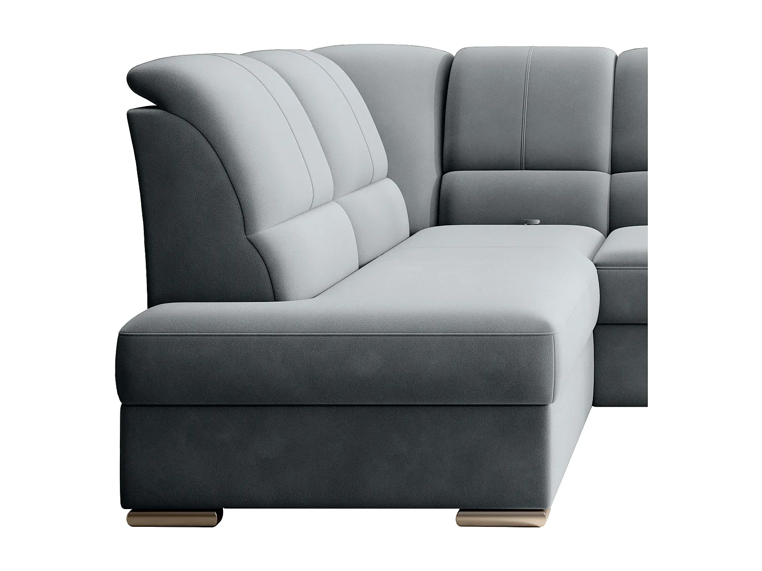 Canapé angle gauche convertible velours gris et pieds acier chromé Zabor 270cm