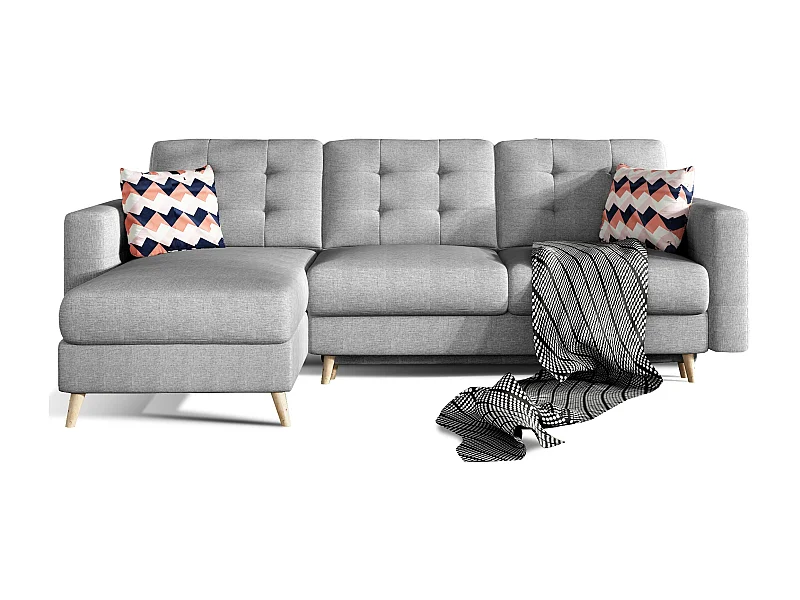 Canapé d'angle réversible et convertible tissu gris clair chiné Anska 250cm