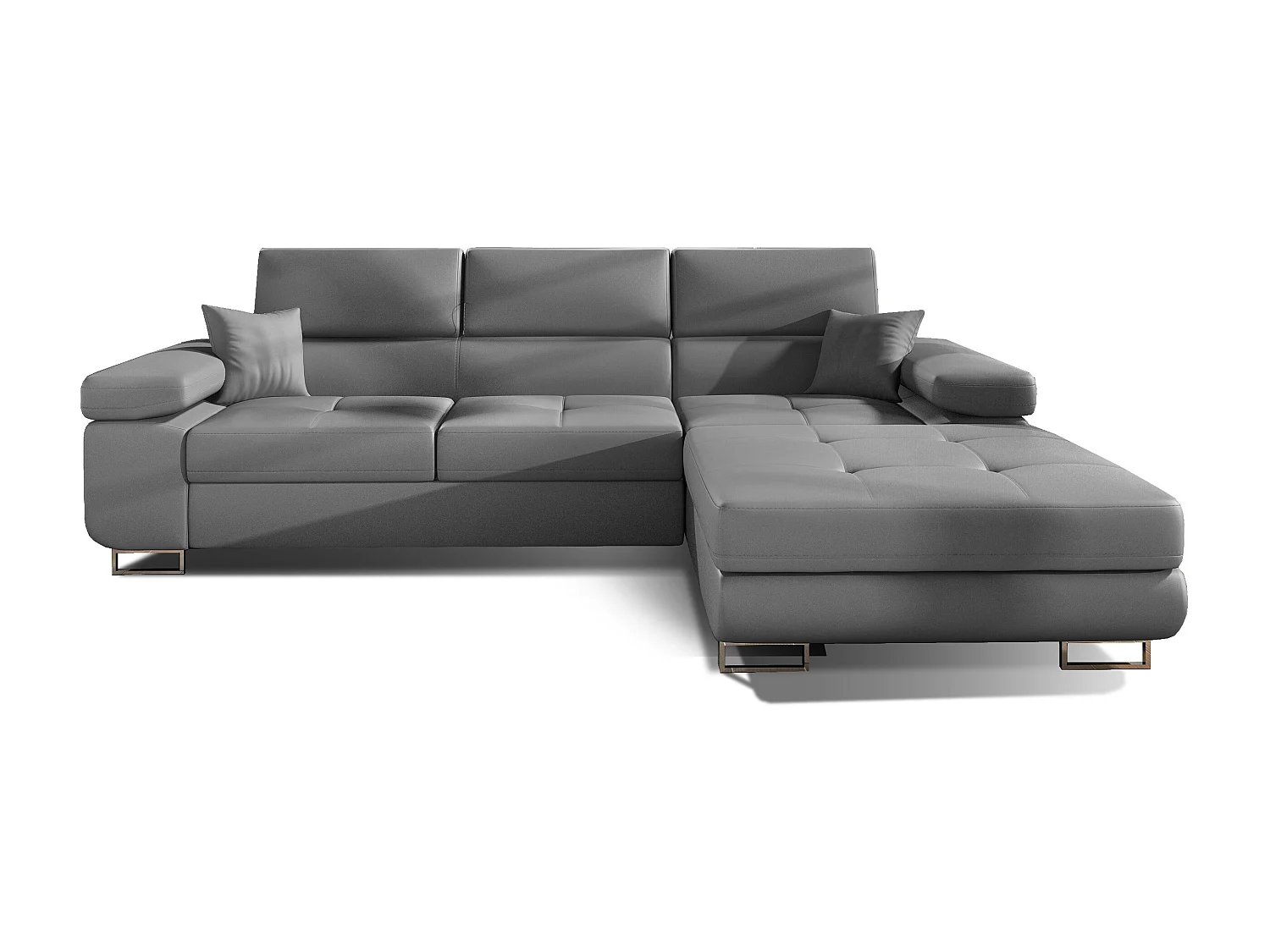 Canapé convertible d'angle droit simili cuir gris avec rangement Wile 280cm