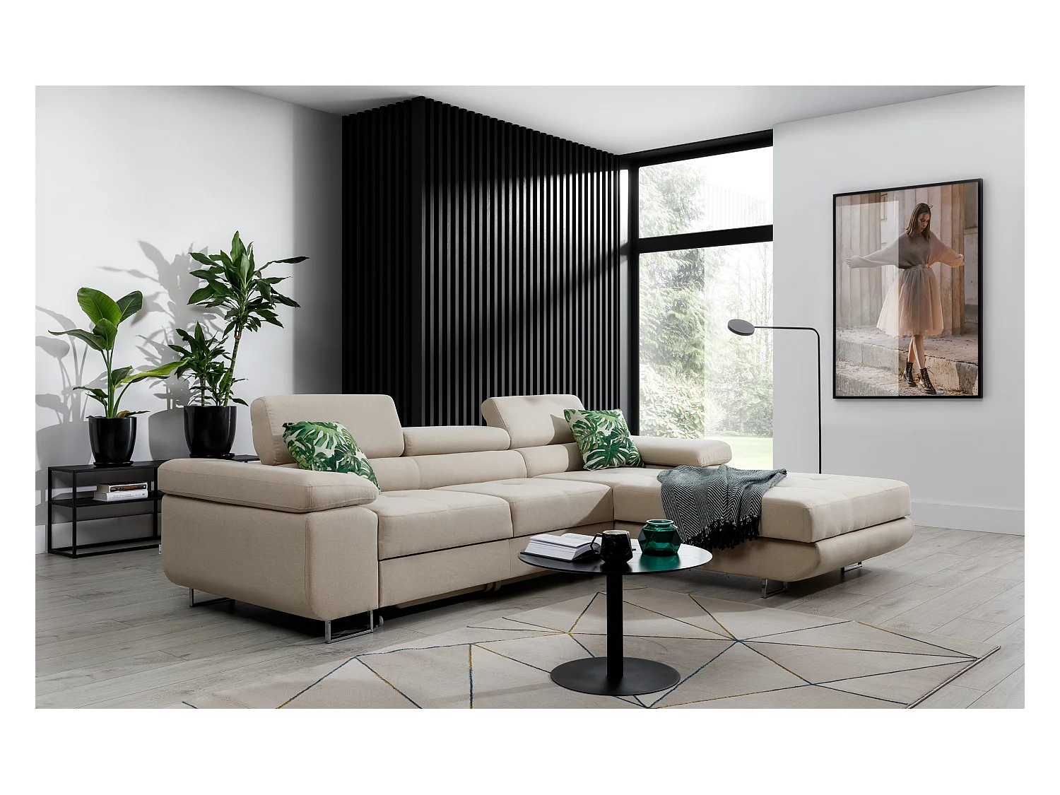 Grijze kunstleren hoekbank met opbergruimte Wile 280 cm